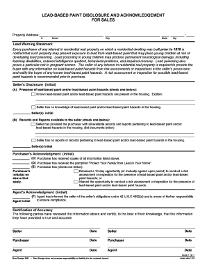 Lead-Based Paint Disclosure and Acknowledgment for Sales