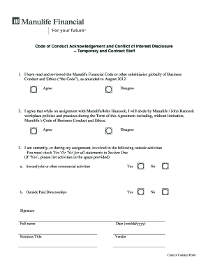 Code of Conduct Acknowledgement Form