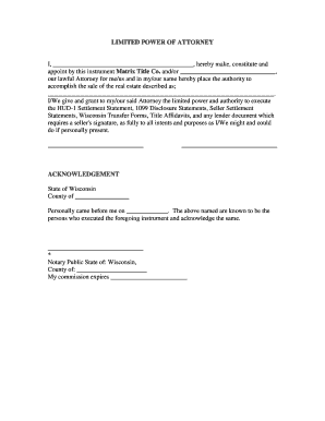 Limited Power of Attorney for Real Estate Sale