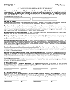 Day Trading Risk Disclosure & Acknowledgement