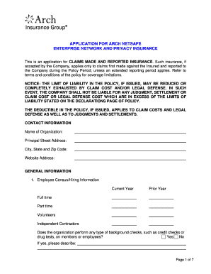 Arch NetSafe Enterprise Network and Privacy Insurance Application