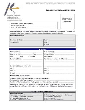 ECTS Student Application Form