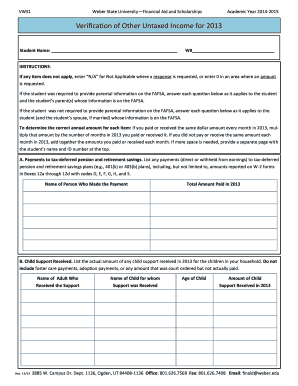Verification of Other Untaxed Income Form