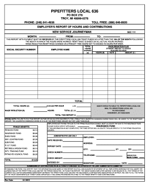 Employer's Report of Hours and Contributions