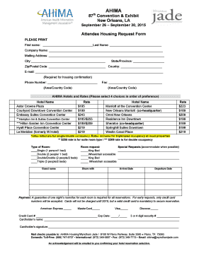AHIMA Attendee Housing Request Form