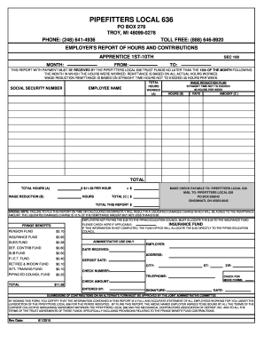 Employer's Report of Hours and Contributions