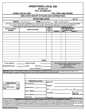 Employer's Report of Hours and Contributions