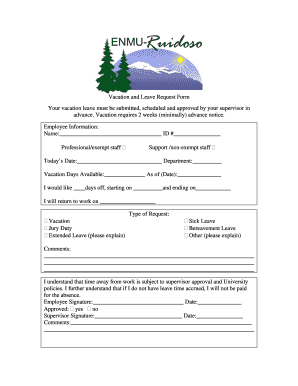 Vacation and Leave Request Form