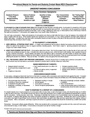 Concussion Awareness Acknowledgement Form