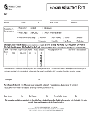 University of Colorado Schedule Adjustment Form