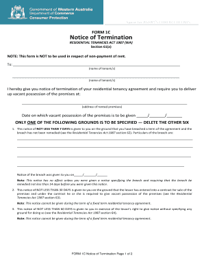 Notice of Termination for Residential Tenancy