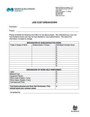 Job Cost Breakdown Form
