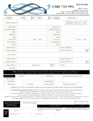 Wedding Car Rental Booking Form