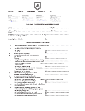 Proposal for Domestic Package Insurance