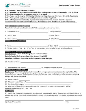 Accident Claim Form - InsuranceTPAcom Insurance