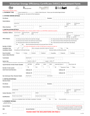Victorian Energy Efficiency Certificate (VEEC) Assignment Form Please write in BLOCK Letters