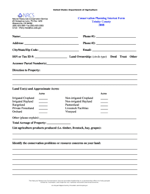 Conservation Planning Interest Form 3 Horseshoe Lane PO