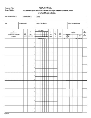 Department of Labor Weekly Payroll Form