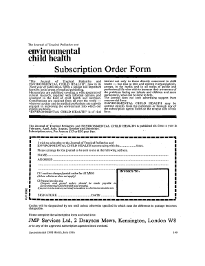 Journal Subscription Order Form