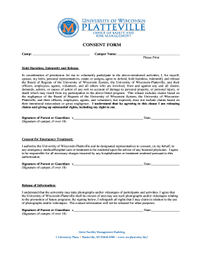 University of Wisconsin Camper Consent Form