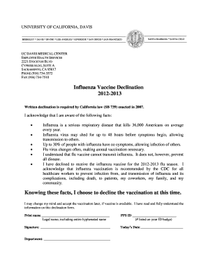 Influenza Vaccine Declination Form