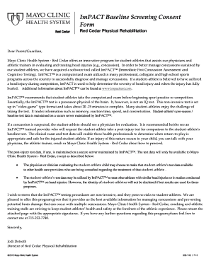 ImPACT Baseline Screening Consent Form