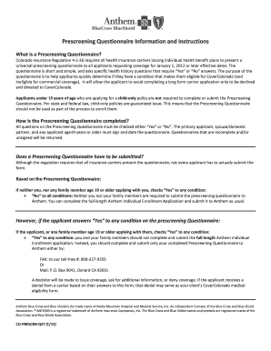 Colorado Prescreening Questionnaire