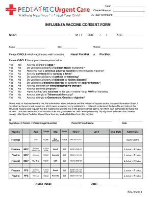 Influenza Vaccine Consent Form