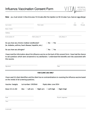 Influenza Vaccination Consent Form