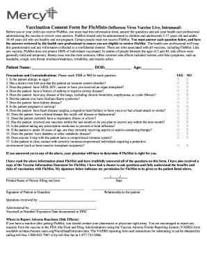 FluMist Vaccination Consent Form