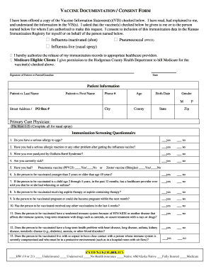 Vaccine Documentation Consent Form