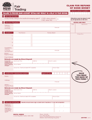 NSW Rental Bond Refund Claim Form