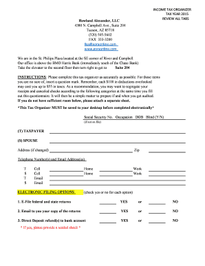 2015 Income Tax Organizer
