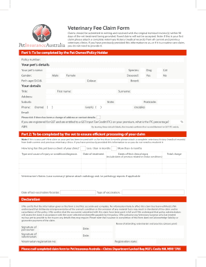 Veterinary Fee Claim Form