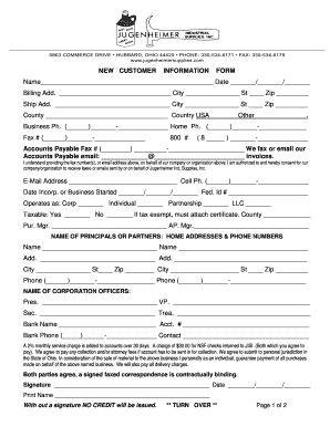 New Customer Information Form