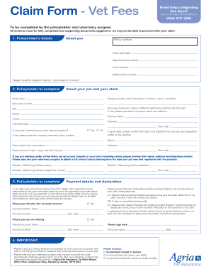 Vet Fees Claim Form