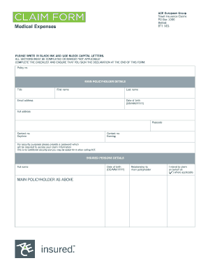 ACE European Group Travel Insurance Claim Form