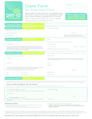 Pet Insurance Claim Form