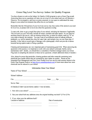 Green Flag Level Two Survey Indoor Air Quality Program