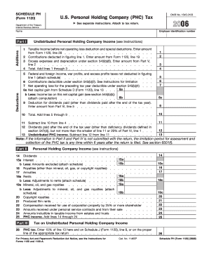 US Personal Holding Company Tax Form 1120