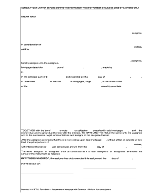 New York Assignment of Mortgage with Covenant