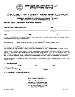Tennessee Marriage Verification Application