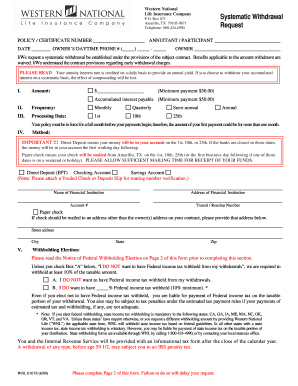 Systematic Withdrawal Request Form