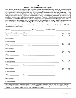 LISD Special Absence Request Form
