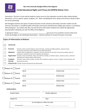 NYU Shanghai FERPA Waiver Form