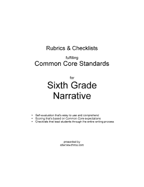 6th Grade Narrative Writing Rubric and Checklist