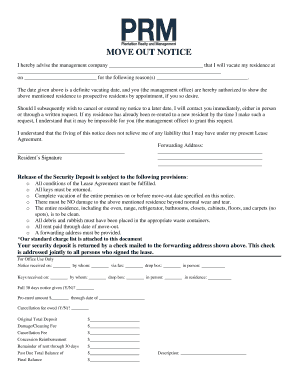 Move Out Notice