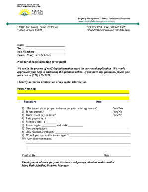 Tenant Rental Verification Form