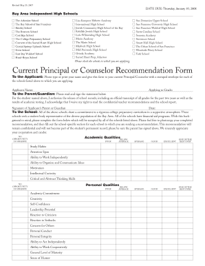 Principal Recommendation Form