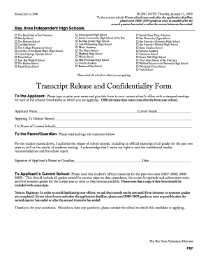 Transcript Release and Confidentiality Form